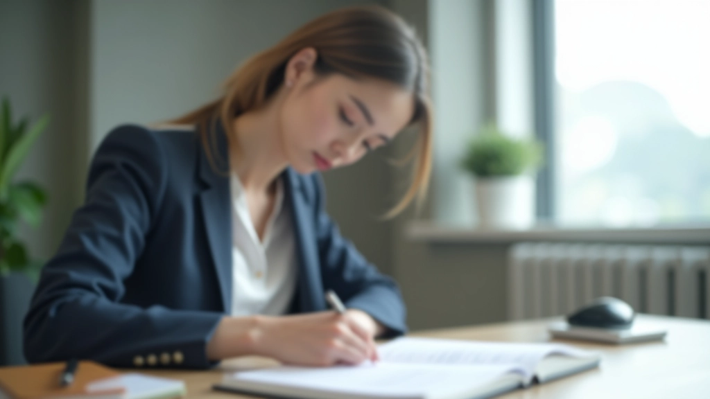 Person at desk reviewing notes and planning strategies with notebook and pen in natural morning light